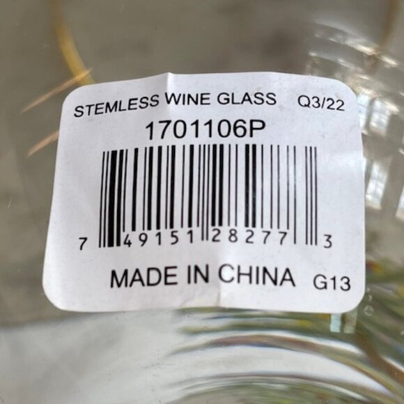 SPODE Christmas Tree Pattern Gold Rimm Stemless Wine Glass - Picture 2 of 10